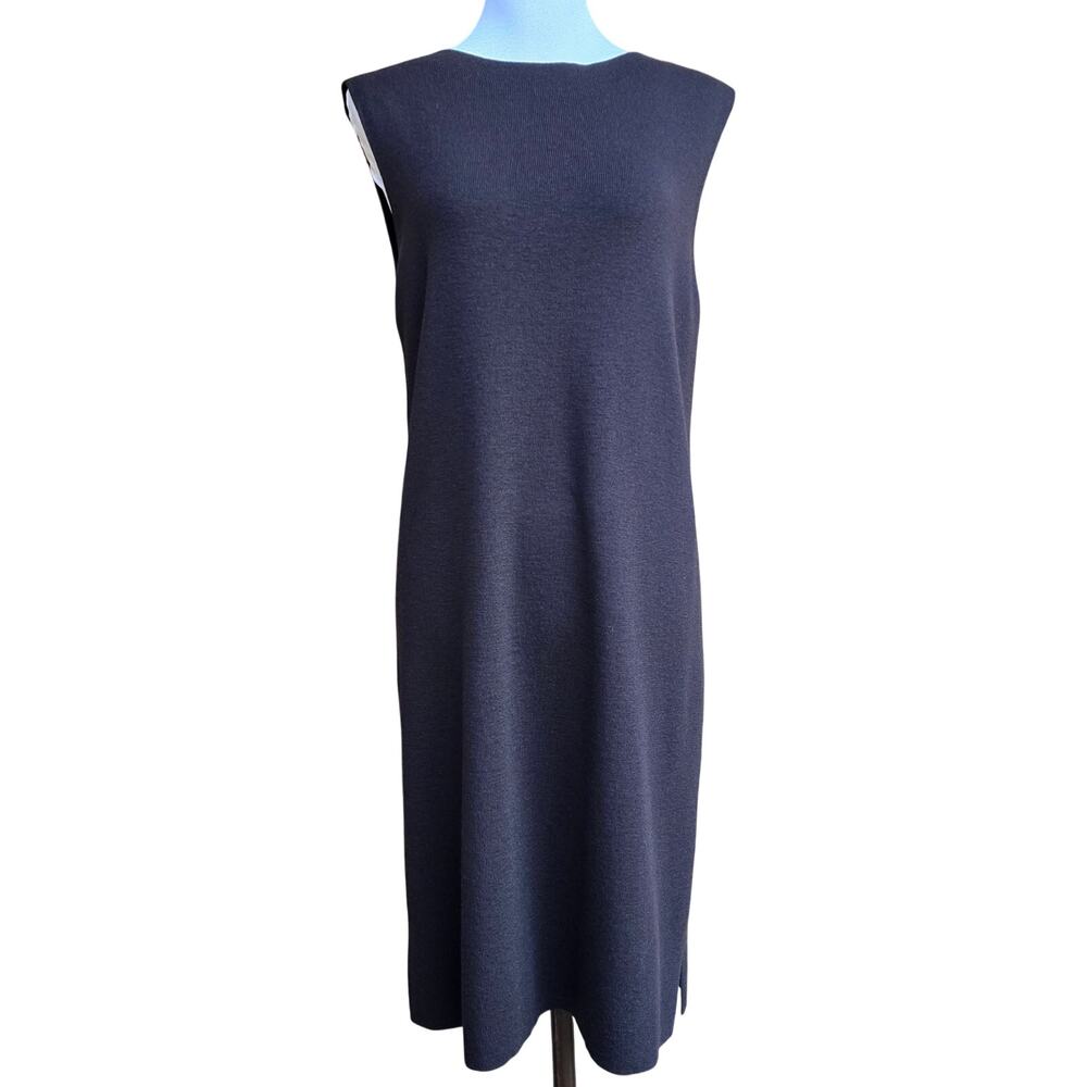 Eileen Fisher Dress Size M Sleeveless Brown Crepe Wool Knit Medium